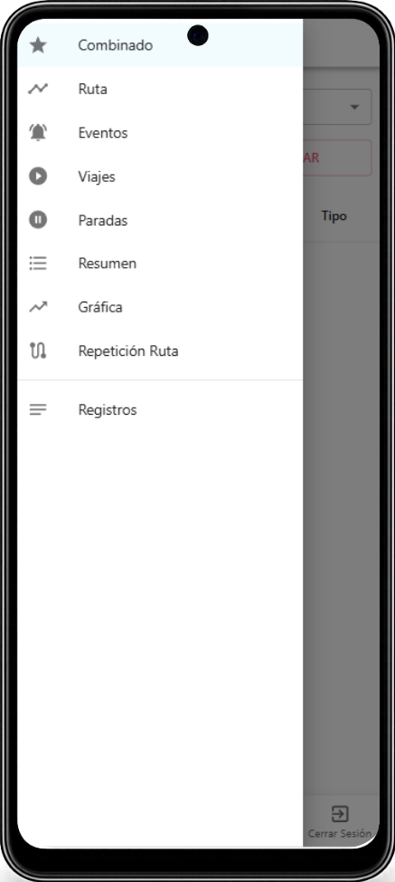 App móvil - Historial de rutas